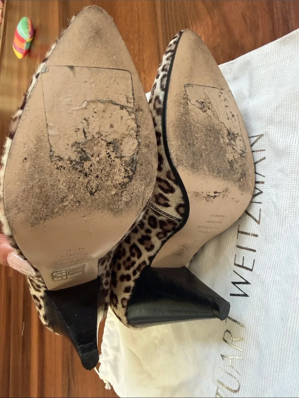 Stuart Weitzman Leopard Print Pointed-Toe Mid-Calf Boots - Brown/Tan size 6.5